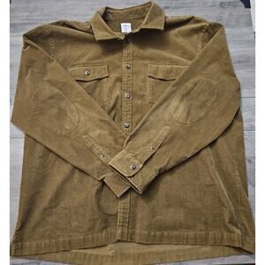 Brooks Brothers Men's Cotton Corduroy Brown Dog Logo Shirt Jacket XXL Elbow Pads